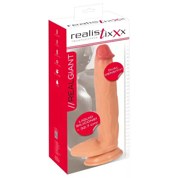 Realistixxx Real Giant - realistlik suur dildoga munanditega - naturaalne