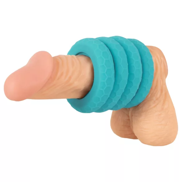 You2Toys - 3in1 peenise- ja munandiringide komplekt (türkiissinine)