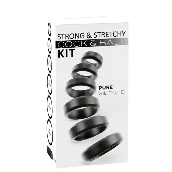 You2Toys - peenise- ja munandiringide komplekt (must) - 6 tk