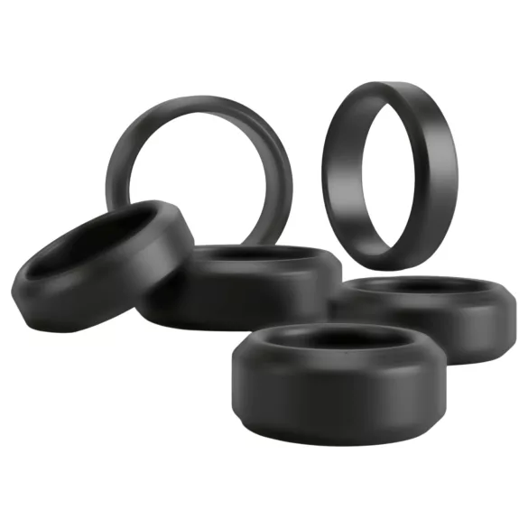 You2Toys - peenise- ja munandiringide komplekt (must) - 6 tk