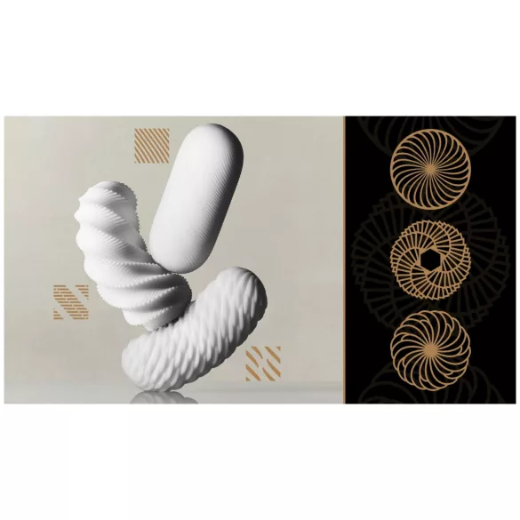 TENGA 3Dx Flow - lainelise mustriga masturbaator (valge)