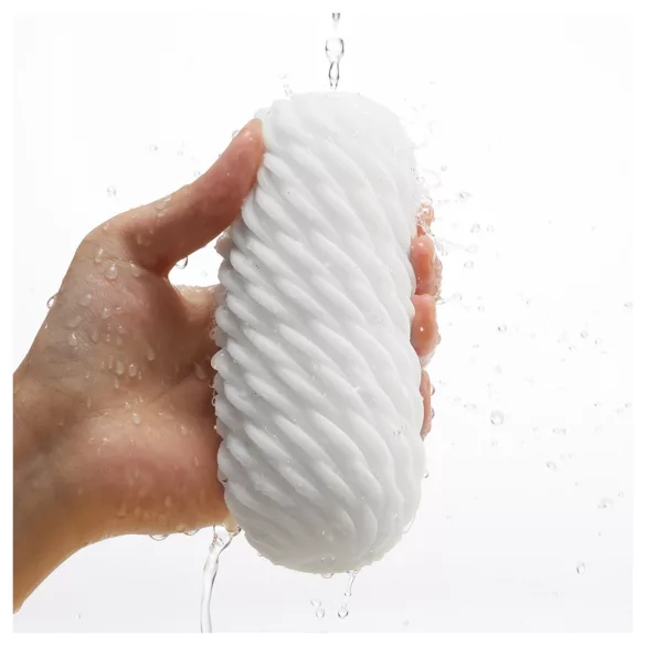 TENGA 3Dx Flow - lainelise mustriga masturbaator (valge)