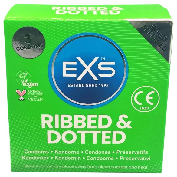 EXS ribidega, täpiline ja sõlmeline - kondoomid (3 tk)