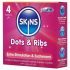 Skins - ribitud ja täpilised kondoomid (4 tk)