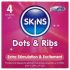 Skins - ribitud ja täpilised kondoomid (4 tk)