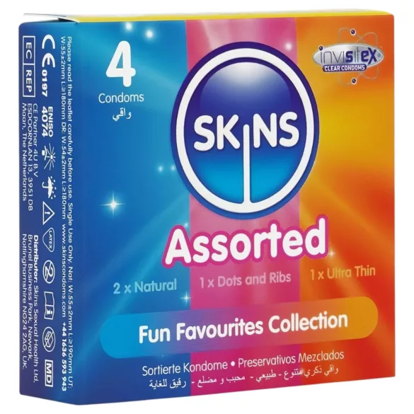 Skins - segakondoomid - täpiline, naturaalne, eriti õhuke (4 tk)