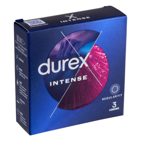 Durex Intense - ribidega ja täppidega kondoomid (3 tk)