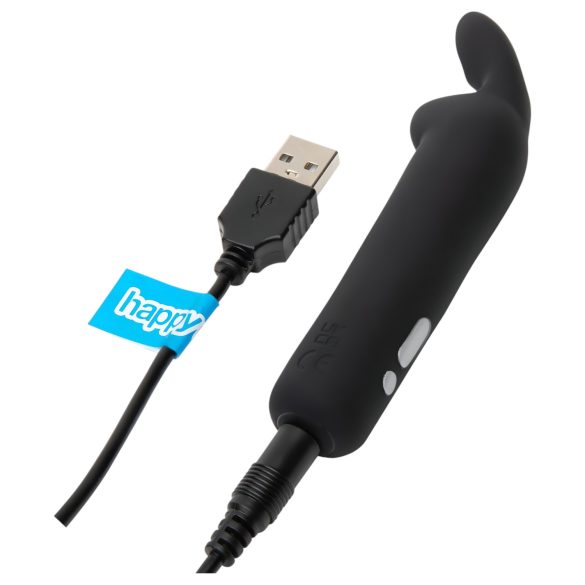 Happyrabbit - mini vibraator kuul - laaditav, jänkukujuline, must
