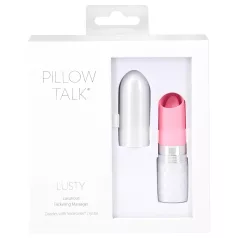 Pillow Talk Lusty - akuga, keelega vibraator (valge-roosa)