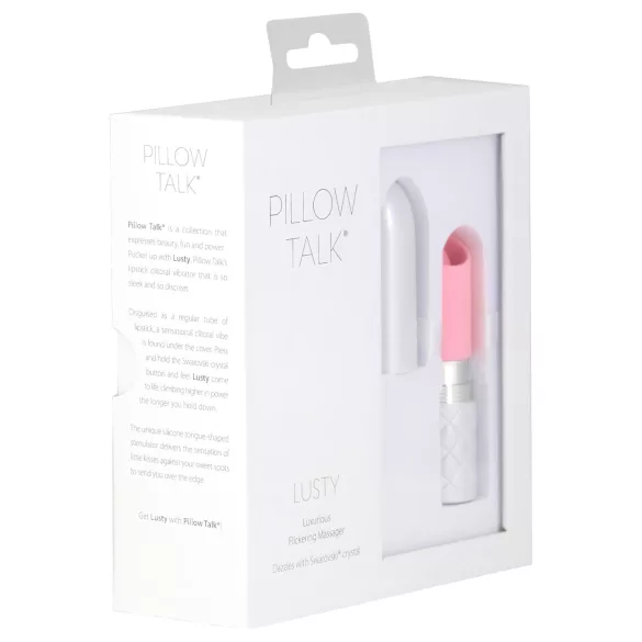Pillow Talk Lusty - akuga, keelega vibraator (valge-roosa)