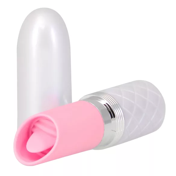 Pillow Talk Lusty - akuga, keelega vibraator (valge-roosa)