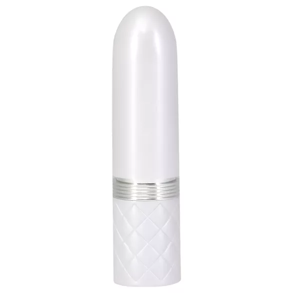 Pillow Talk Lusty - akuga, keelega vibraator (valge-roosa)