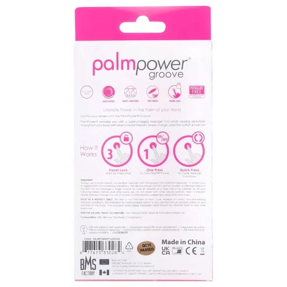 PalmPower - akuga massaaživibraator - sooneline - roosa