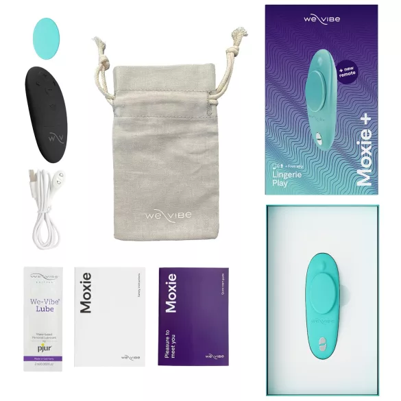We-Vibe Moxie+ - kantav rakenduse ja puldiga juhitav kliitorivibraator (türkiissinine)
