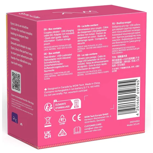 We-Vibe Sync Lite - paaride vibraator - kaugjuhtimisega - roosa