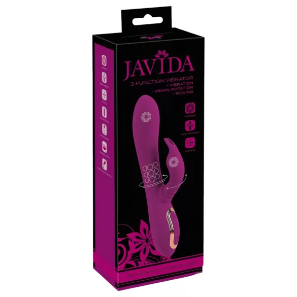 Javida - 3in1 pärlitega pöörlev vibraator (lilla)