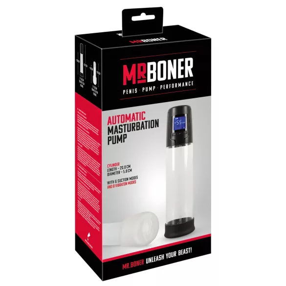 Mister Boner - akuga automaatne peenispump (must-läbipaistev)