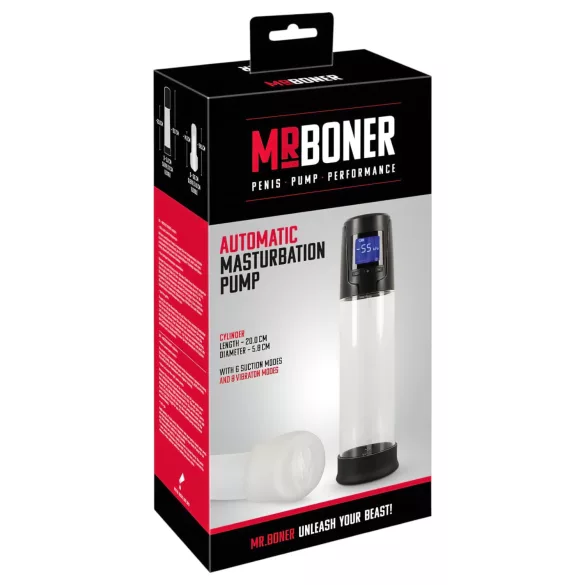 Mister Boner - akuga automaatne peenispump (must-läbipaistev)