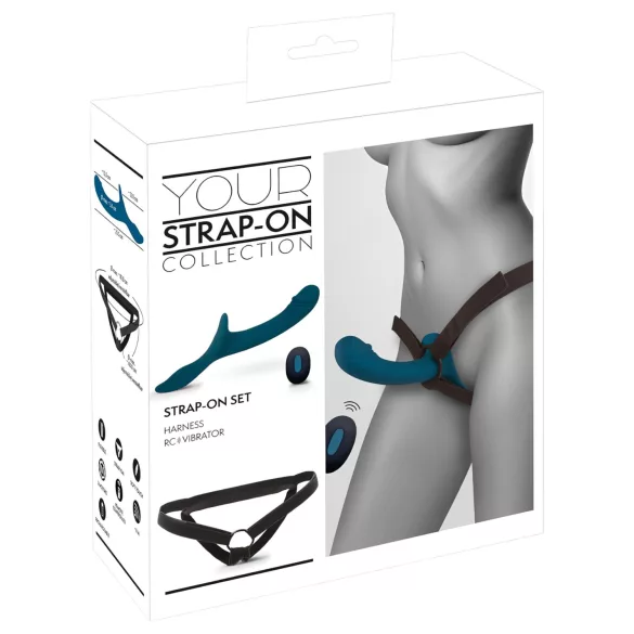 You2Toys - strap-on vibraator komplekt - must-sinine