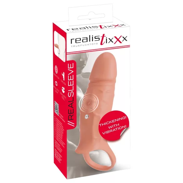 Realistixxx - vibraatoriga peenisekate rõngaga - naturaalne