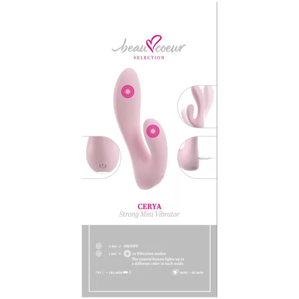 Beau Coeur Cerya - mini kliitorivibraator käepidemega - hele roosa