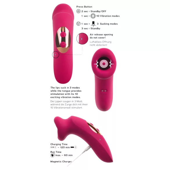 You2Toys Oral Fun - imev ja keeleliigutustega kliitoristimulaator (roosa)