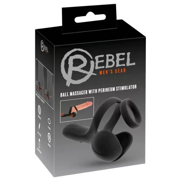Rebel - vibratsiooniga munandi- ja lahkliha‑stimulaatoriga peeniserõngas (must)
