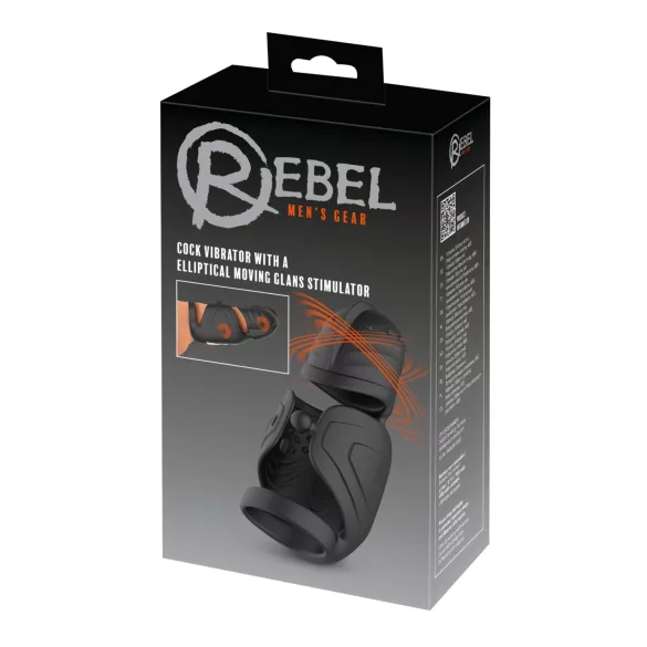 Rebel - liikuva sugutipea stimulaatoriga peenisvibraator meestele (must)