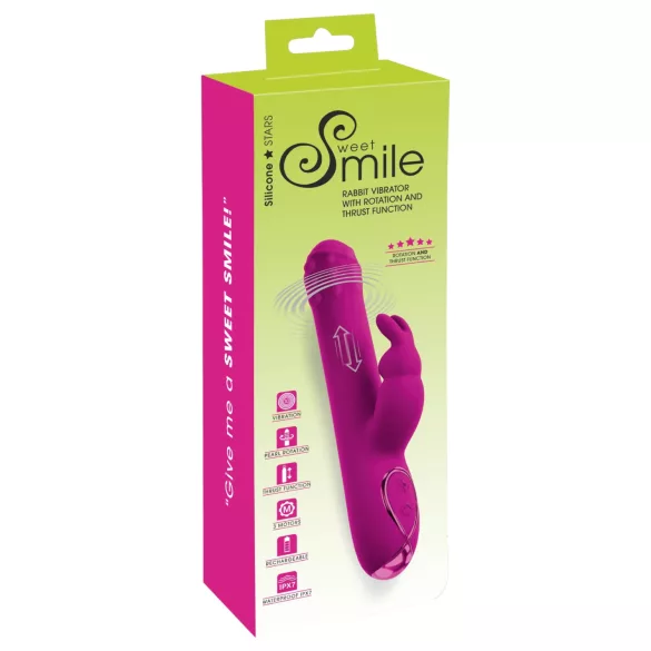 Sweet Smile - tõukava, pöörleva kliitorivarsiga vibraator (roosa)