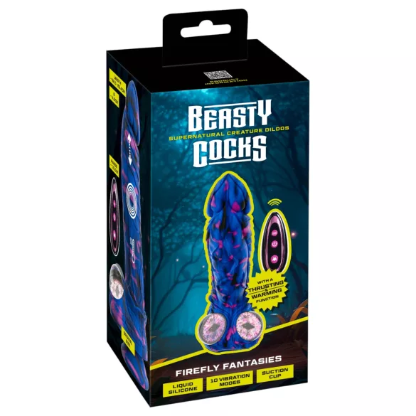 Beasty Cocks Firefly Fantasies - soojenev tõukevibraator (sinine) - 23 cm