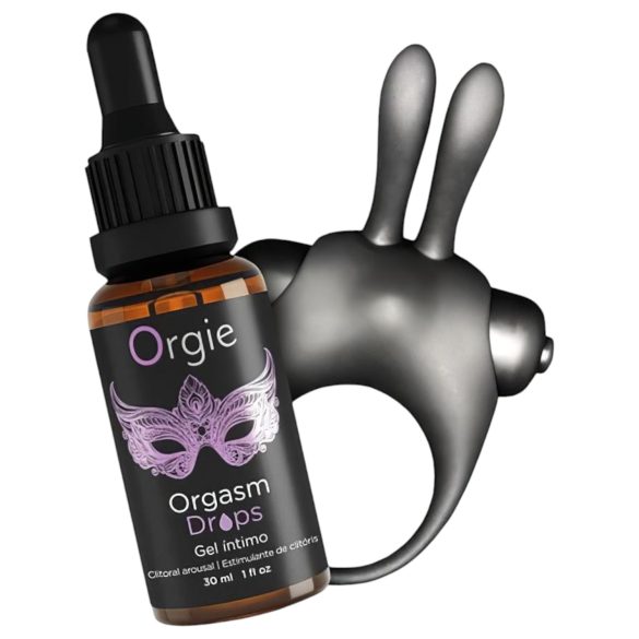 Orgie Orgasmic Bunny - vibraatoriga peeniserõngaste komplekt (must)