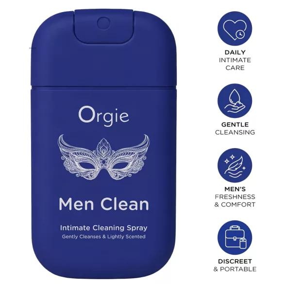 Orgie Men Clean - intiimpiirkonna puhastav ja värskendav sprei meestele (30 ml)