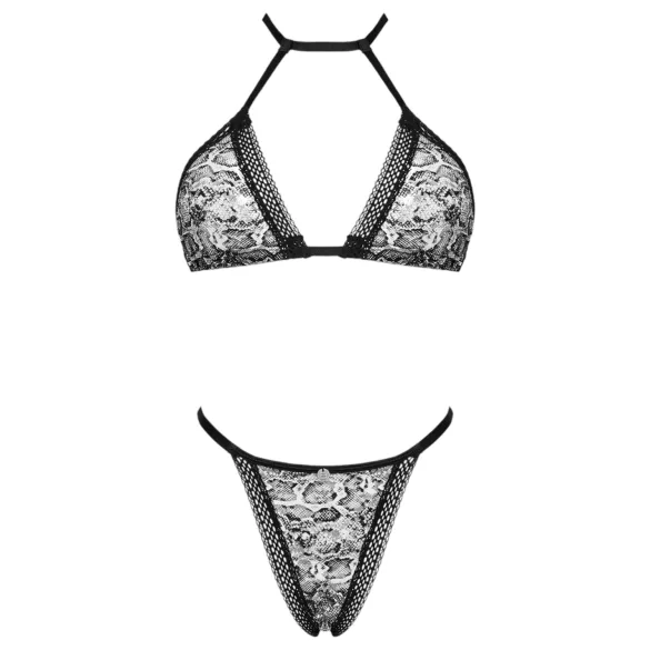 Obsessive Xenita - läbipaistev mustriline rinnahoidja komplekt (hall) - L/XL