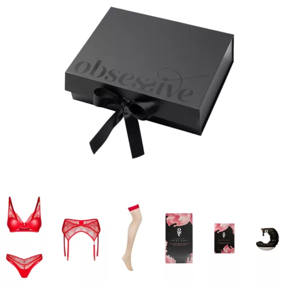 Obsessive - pesukomplekt kinkekarbis - 6-osaline - punane - L/XL