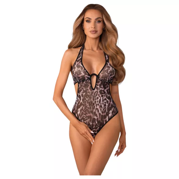 Obsessive Addia - leopardimustriga avatud body - L/XL