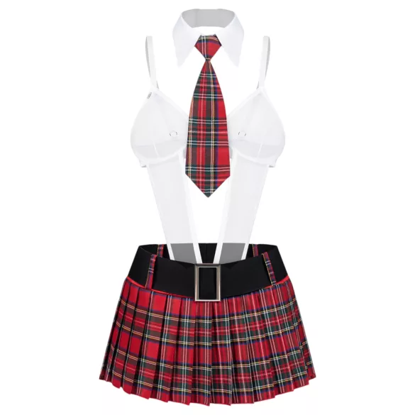 Obsessive College Girl - viieosaline koolitüdruku kostüüm (punane)