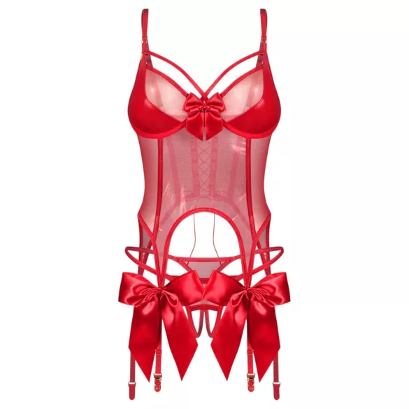 Obsessive Gifty - korset ja avatud stringide komplekt (punane)