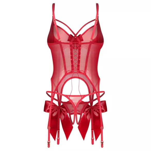 Obsessive Gifty - korset ja avatud stringide komplekt (punane)