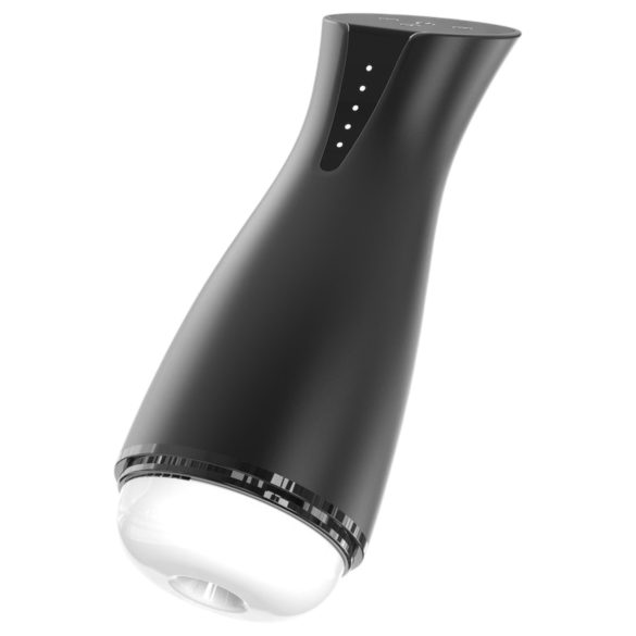 Men's Play - imemise ja vibreeriv masturbaator soojendusfunktsiooniga must