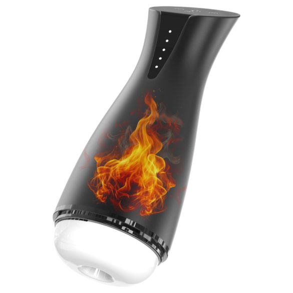 Men's Play - imemise ja vibreeriv masturbaator soojendusfunktsiooniga must