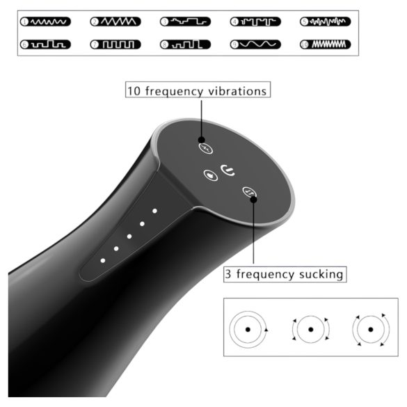 Men's Play - imemise ja vibreeriv masturbaator soojendusfunktsiooniga must