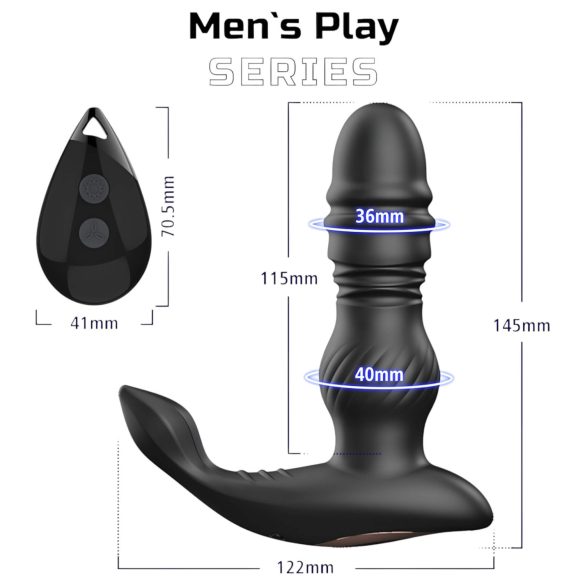 Men's Play - prostata vibraator üles-alla liikumisega - must
