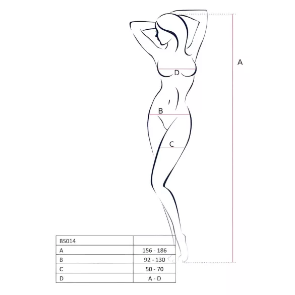 Passion BS014 - avatud võrkbodystocking korsetiga - punane - S-L