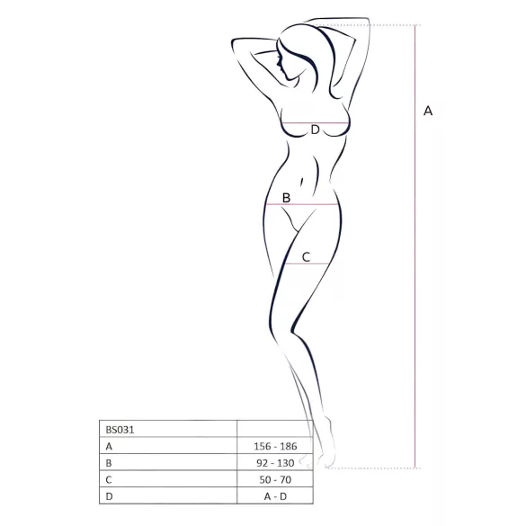 Passion BS032 - võrktüllist avatud must võrgu‑catsuit (S-L)