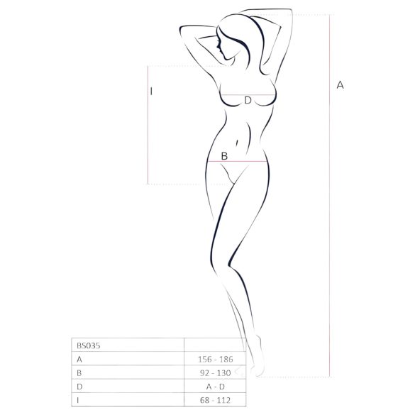 Passion BS035 - avatud võrkbodü õlapaeltega - valge - S-L