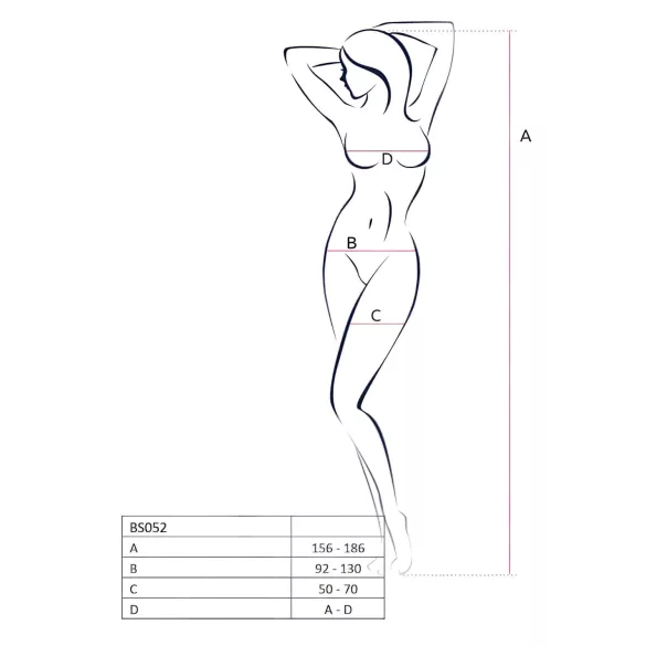 Passion BS052 - avatud võrkbodysuit - must - S-L