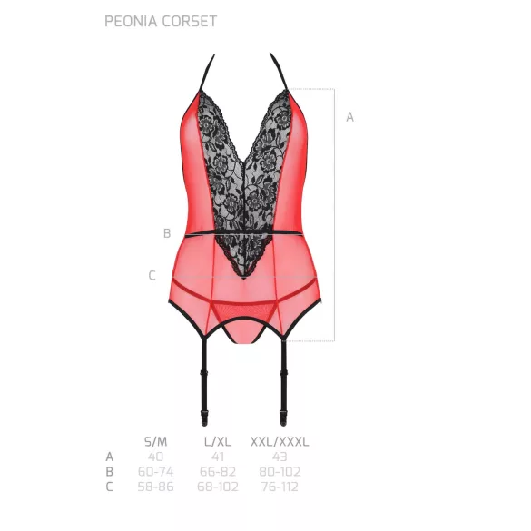 Passion Peonia - pesukomplekt topp ja stringid - punane