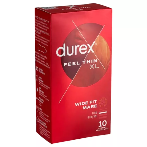 Durex Feel Thin XL - ekstra õhukesed kondoomid - naturaalne tunnetus - 10 tk