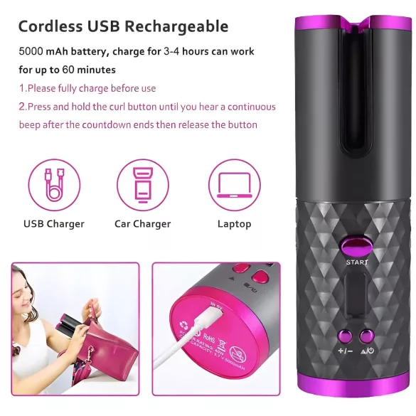 CAC - juhtmevaba lokitangide komplekt (hall-roosa)