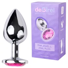 Desirel - anaalplug - roosa kiviga - hõbedane/pink L